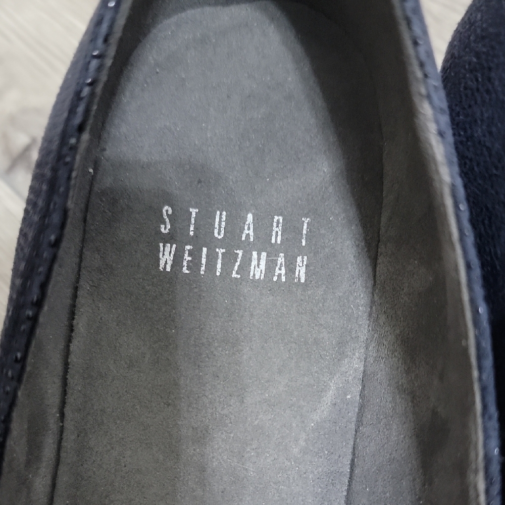 Stuart Weitzman Wedge Women Pumps Size 7M Blue Leather Made In Spain - Picture 3 of 6